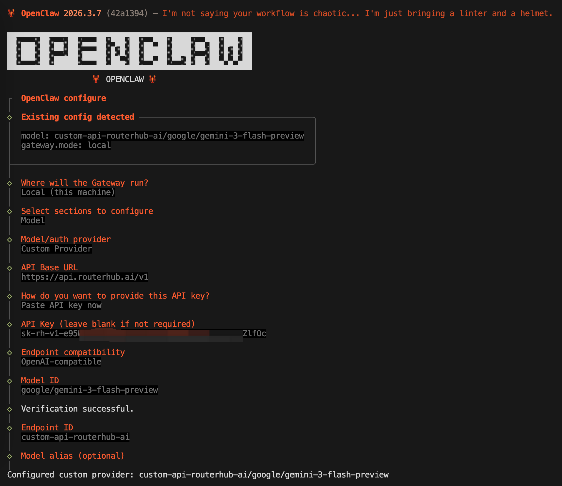 OpenClaw configuration screenshot